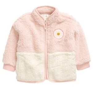 Tucker Tate Baby Girl 3M Pink White Sherpa Jacket Zip Up Lined Embroidered